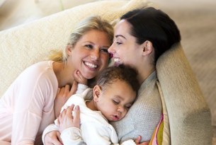 Lesbian Couple Baby Sofa Mobile image